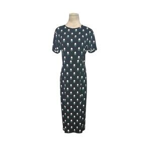Diane Von Furstenberg silky blue Casmir Dot sheath midi dress size 8